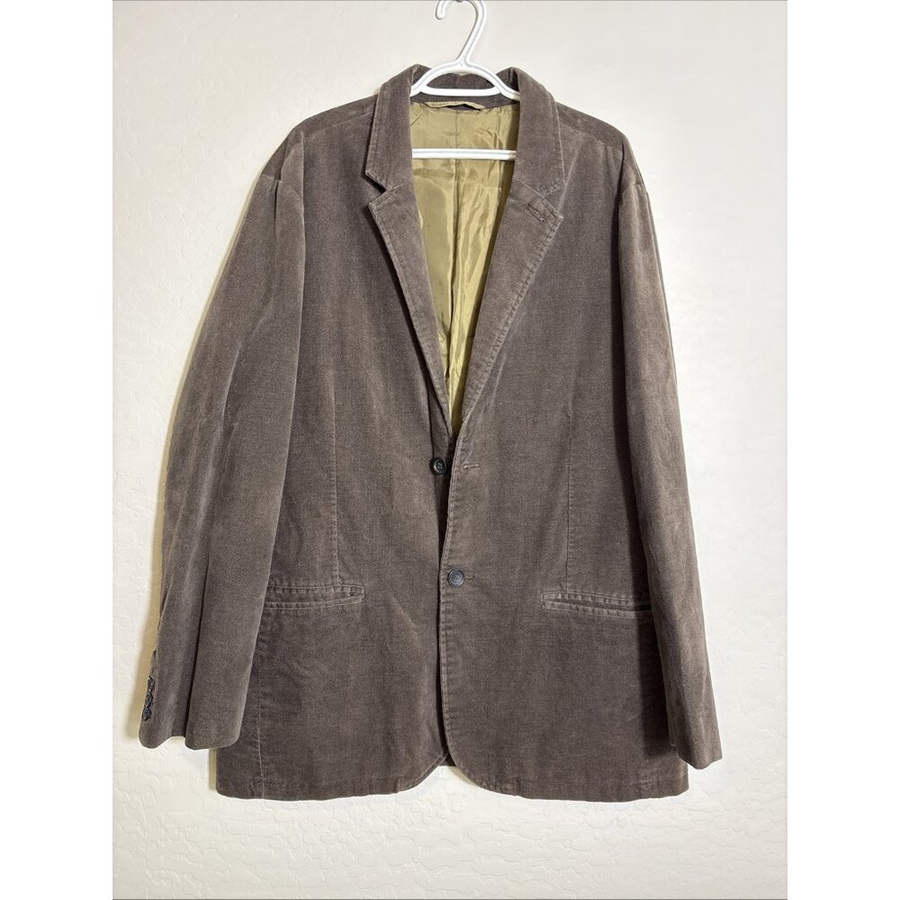 Gap Men XL Brown Suede Cotton Academia Y2K VTG Preppy 2-Button Blazer Grandpa - Picture 2 of 13